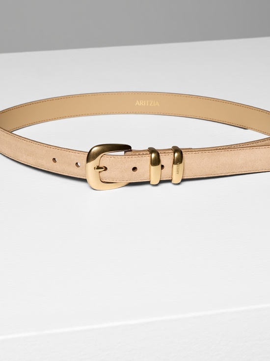 Aritzia Accessories - Aritzia Beige Suede Belt with Gold Brass Buckle